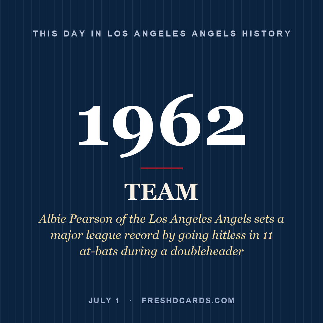 Los Angeles Angels: Los Angeles Angels, 1962, Albie Pearson of the Los Angeles Angels sets a major league record by going hitless in 11 at-bats during a doubleheader