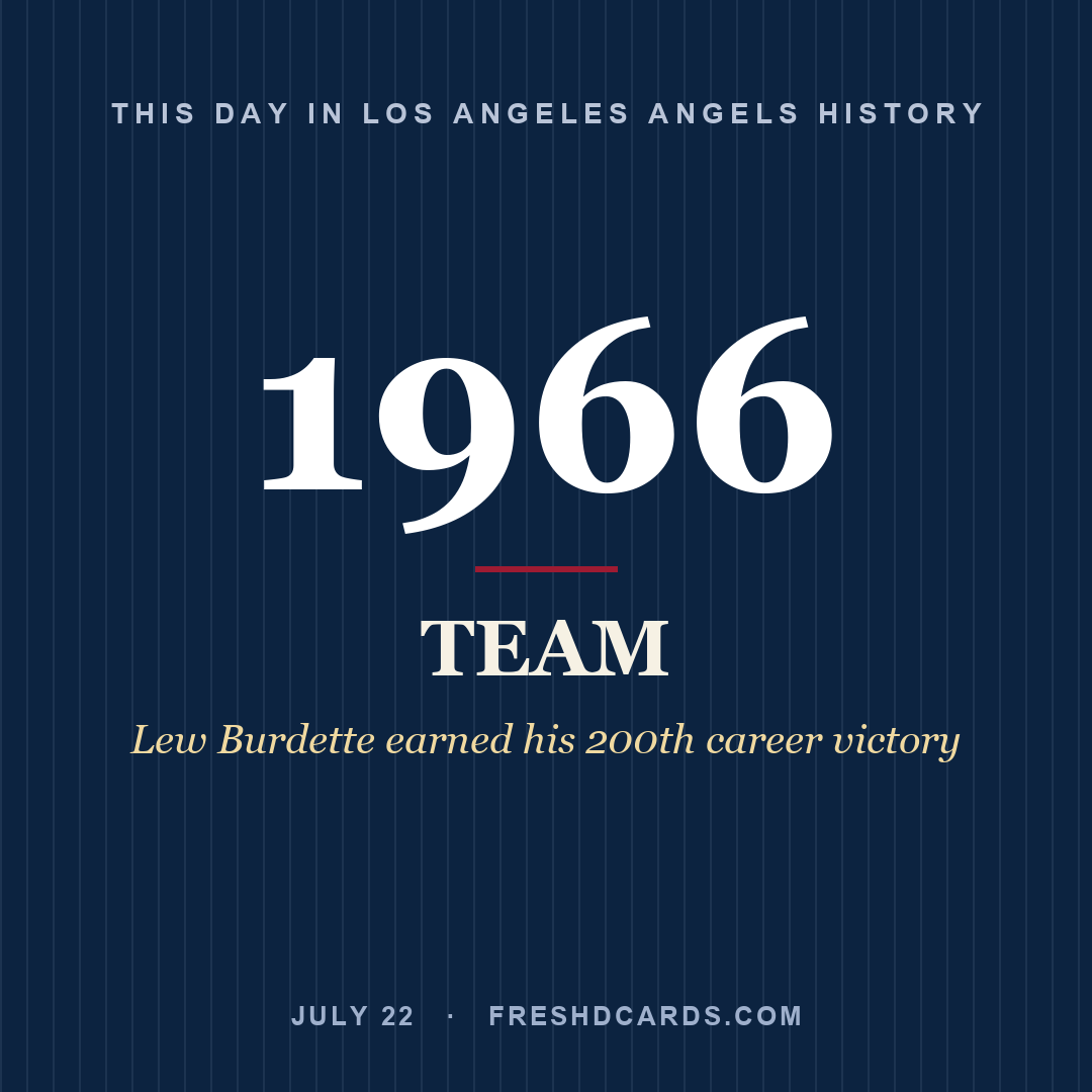 Los Angeles Angels: Los Angeles Angels, 1966, Lew Burdette earned his 200th career victory