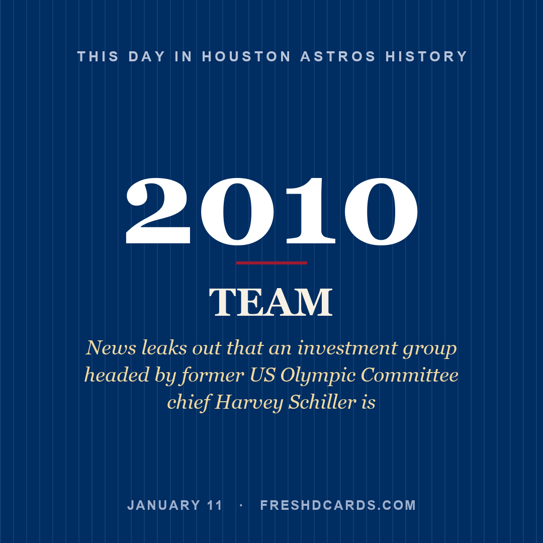 Houston Astros: Houston Astros, 2010, News leaks out that an investment group headed by former US Olympic Committee chief Harvey Schiller is
