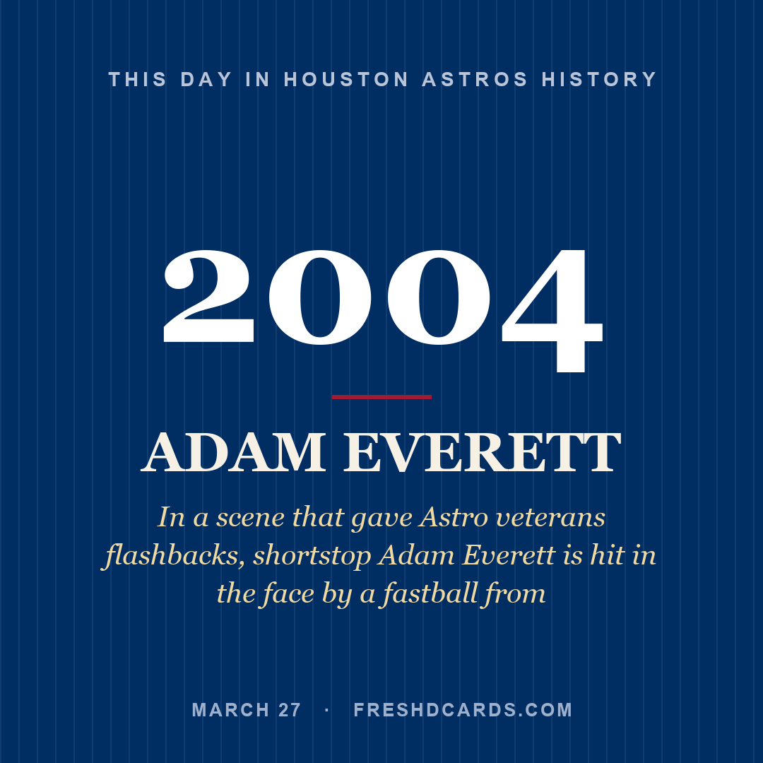 Houston Astros: Adam Everett, 2004, In a scene that gave Astro veterans flashbacks, shortstop Adam Everett is hit in the face by a fastball from