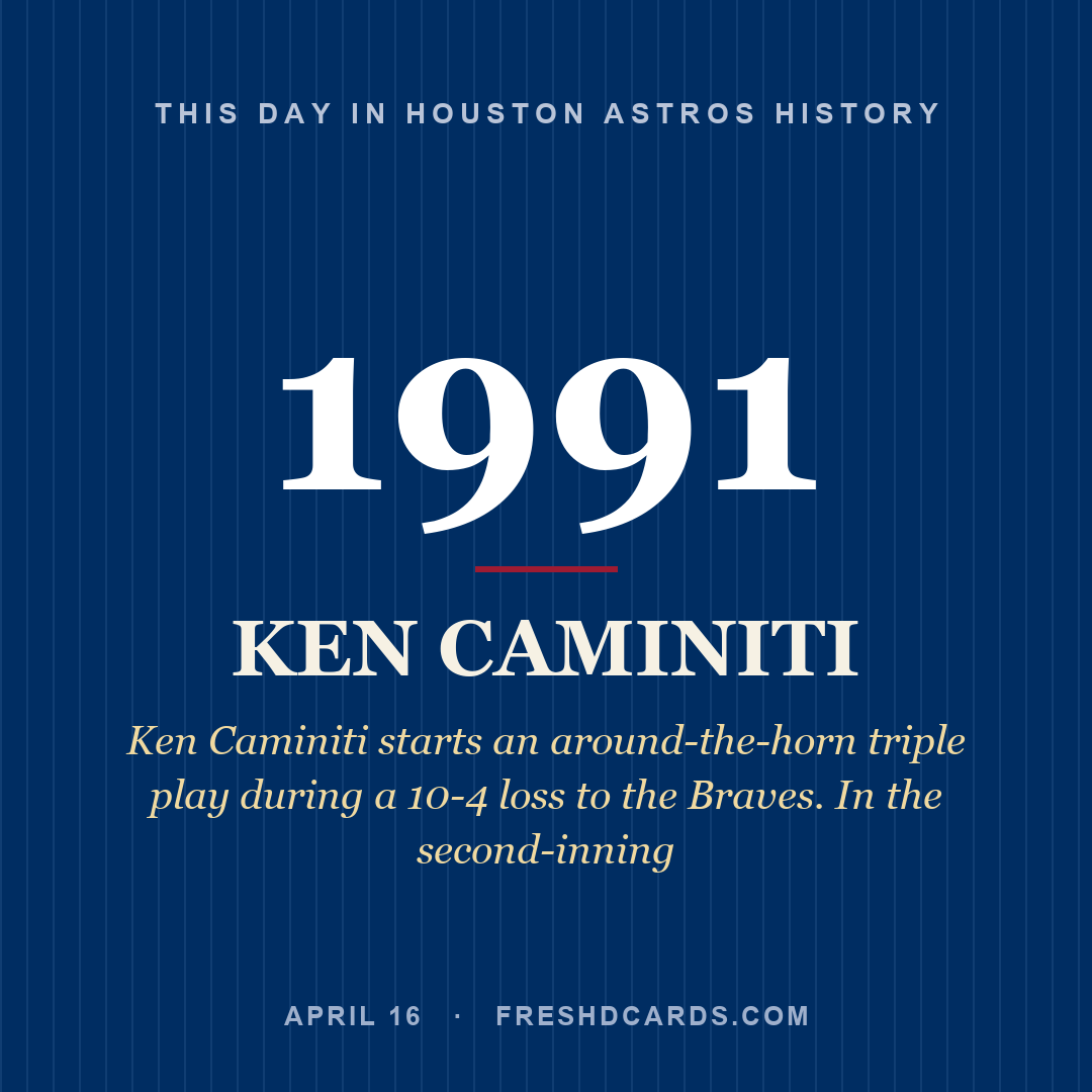 Houston Astros: Ken Caminiti, 1991, Ken Caminiti starts an around-the-horn triple play during a 10-4 loss to the Braves. In the second-inning