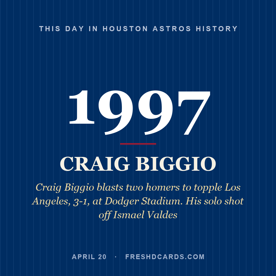 Houston Astros: Craig Biggio, 1997, Craig Biggio blasts two homers to topple Los Angeles, 3-1, at Dodger Stadium. His solo shot off Ismael Valdes