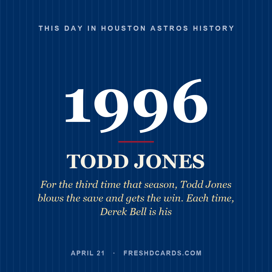 Houston Astros: Todd Jones, 1996, For the third time that season, Todd Jones blows the save and gets the win. Each time, Derek Bell is his