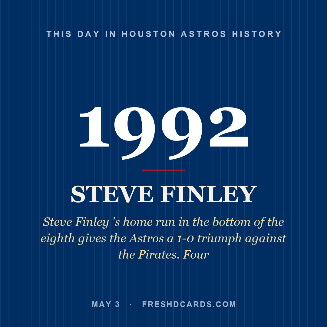 Houston Astros: Steve Finley, 1992, Steve Finley 's home run in the bottom of the eighth gives the Astros a 1-0 triumph against the Pirates. Four