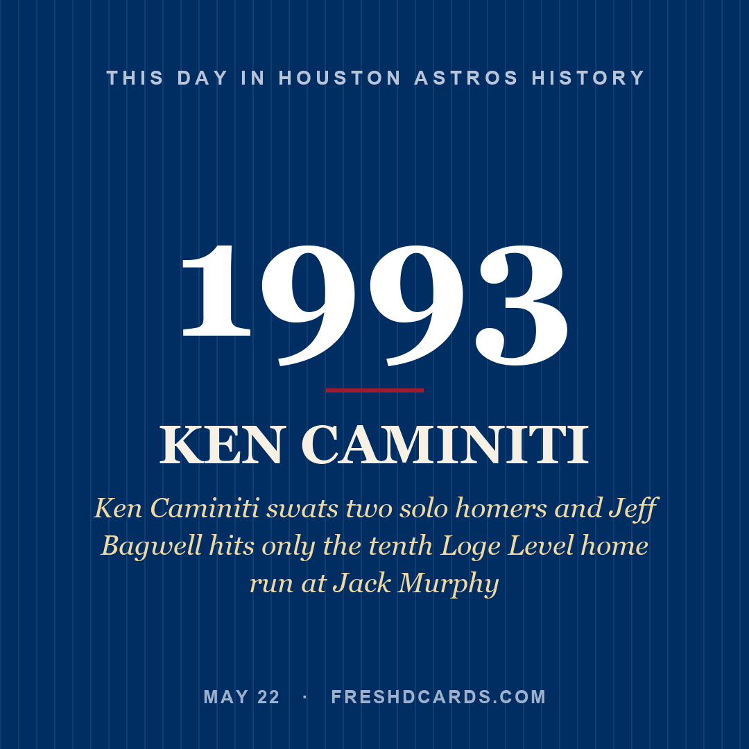 Houston Astros: Ken Caminiti, 1993, Ken Caminiti swats two solo homers and Jeff Bagwell hits only the tenth Loge Level home run at Jack Murphy