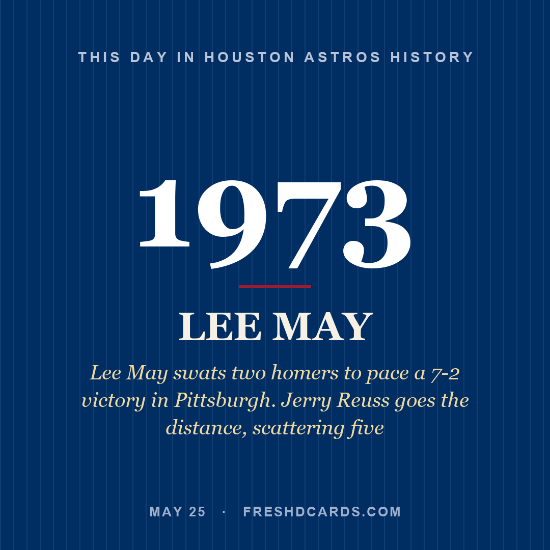 Houston Astros: Lee May, 1973, Lee May swats two homers to pace a 7-2 victory in Pittsburgh. Jerry Reuss goes the distance, scattering five