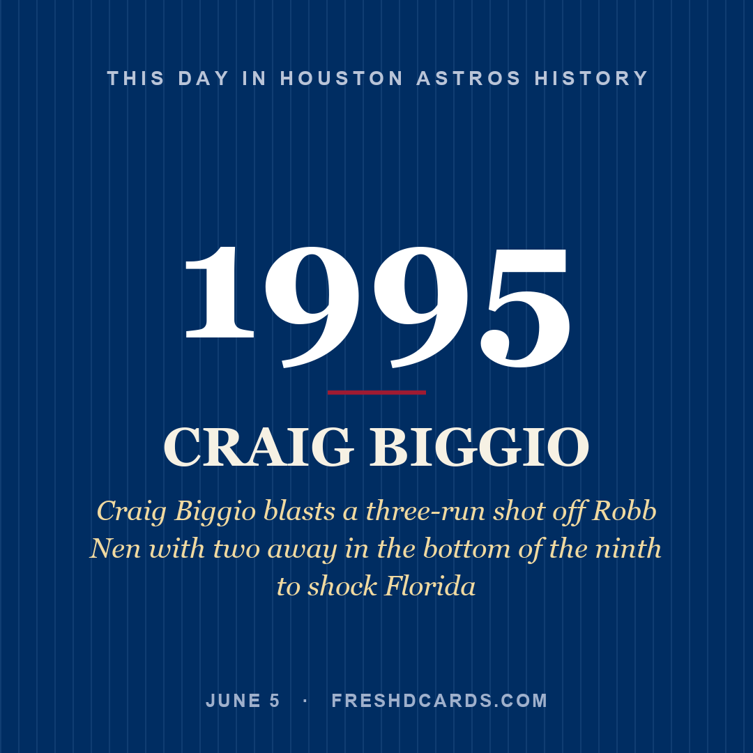 Houston Astros: Craig Biggio, 1995, Craig Biggio blasts a three-run shot off Robb Nen with two away in the bottom of the ninth to shock Florida