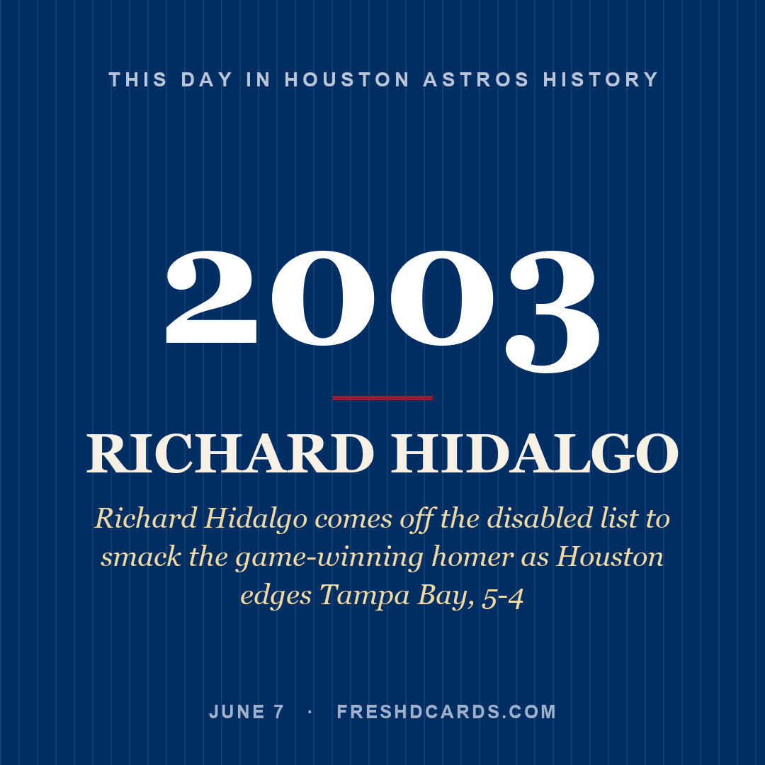 Houston Astros: Richard Hidalgo, 2003, Richard Hidalgo comes off the disabled list to smack the game-winning homer as Houston edges Tampa Bay, 5-4