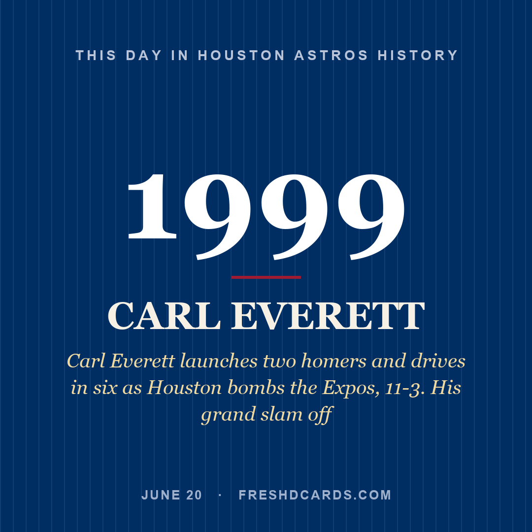 Houston Astros: Carl Everett, 1999, Carl Everett launches two homers and drives in six as Houston bombs the Expos, 11-3. His grand slam off