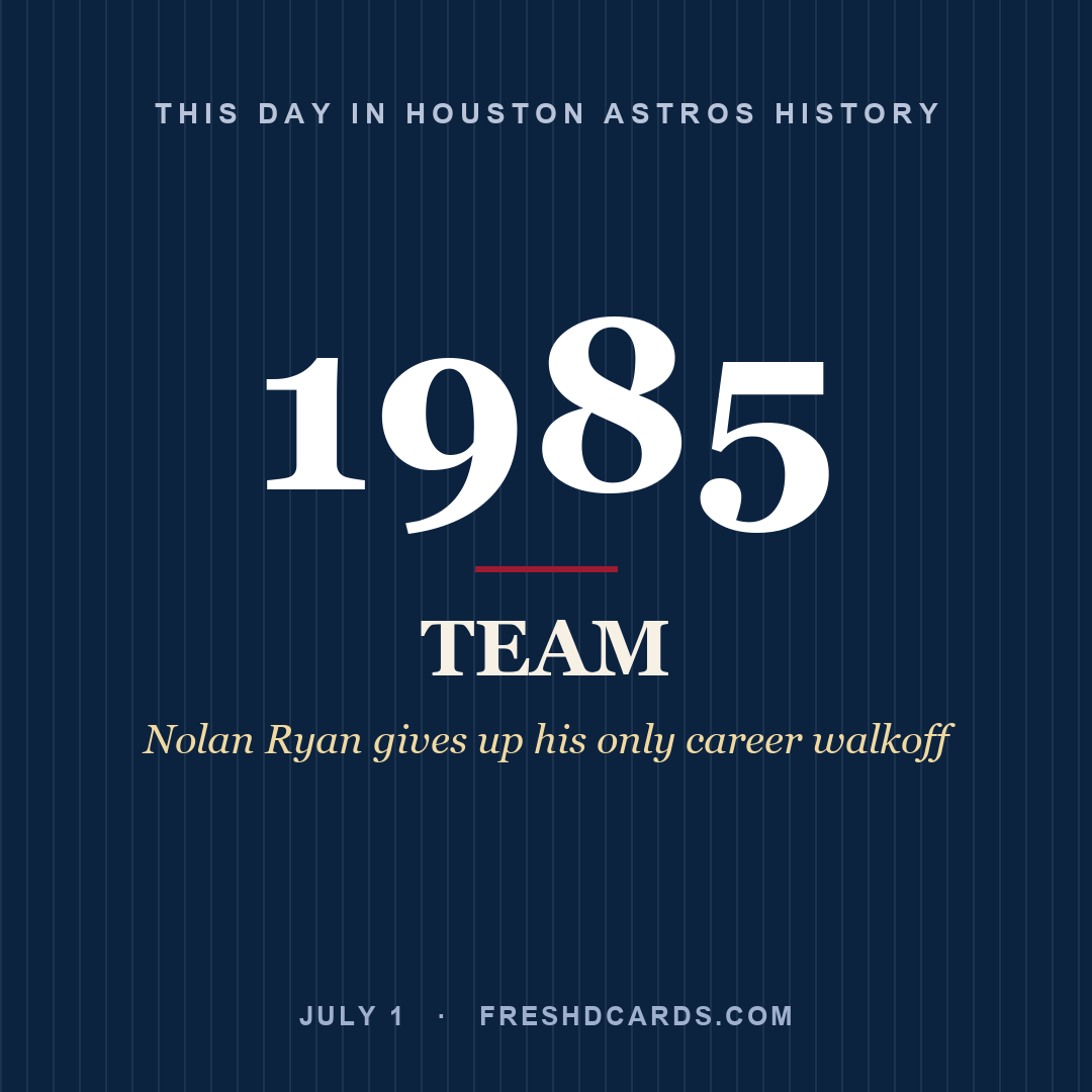 Houston Astros: Houston Astros, 1985, Nolan Ryan gives up his only career walkoff