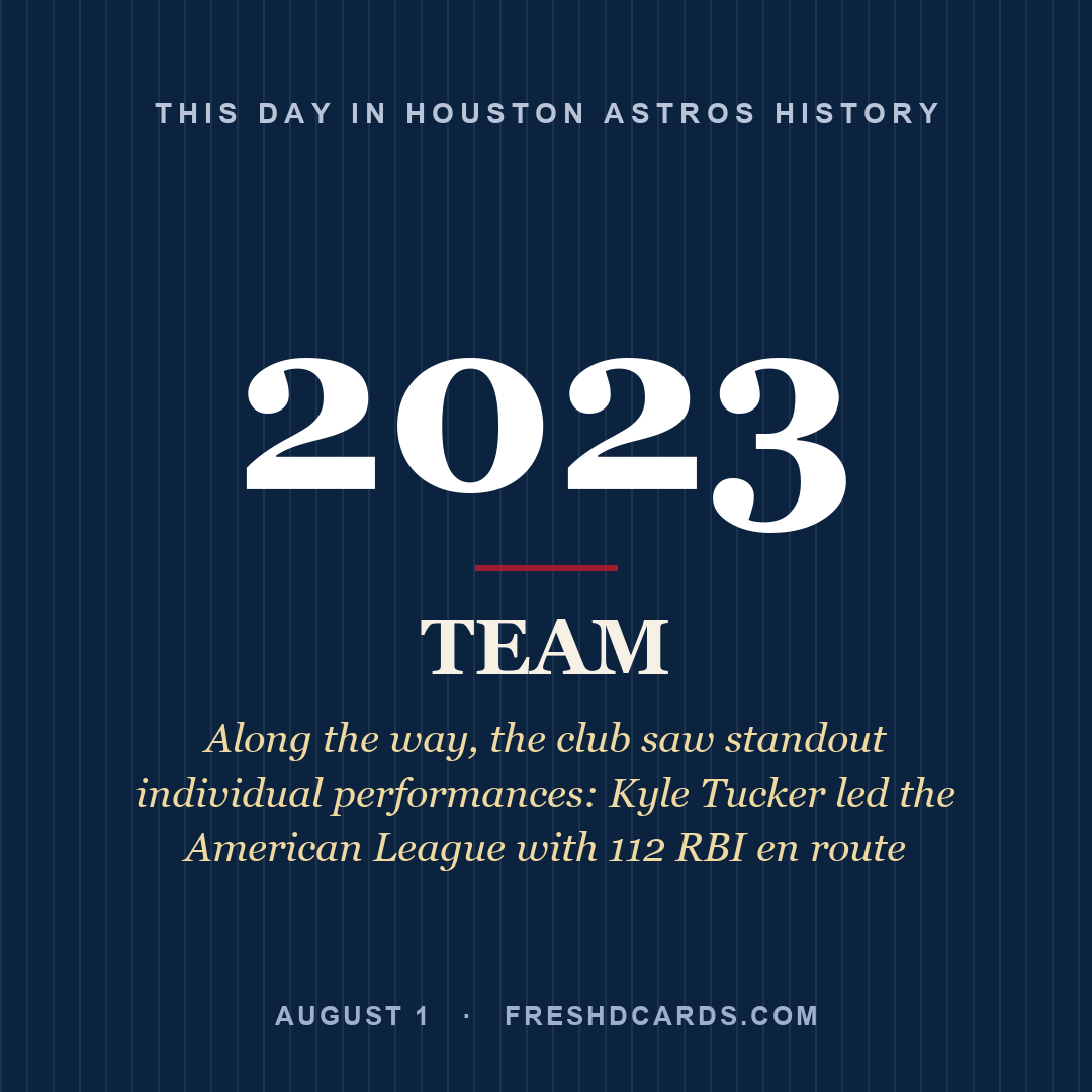Houston Astros: Houston Astros, 2023, Along the way, the club saw standout individual performances: Kyle Tucker led the American League with 112 RBI en route