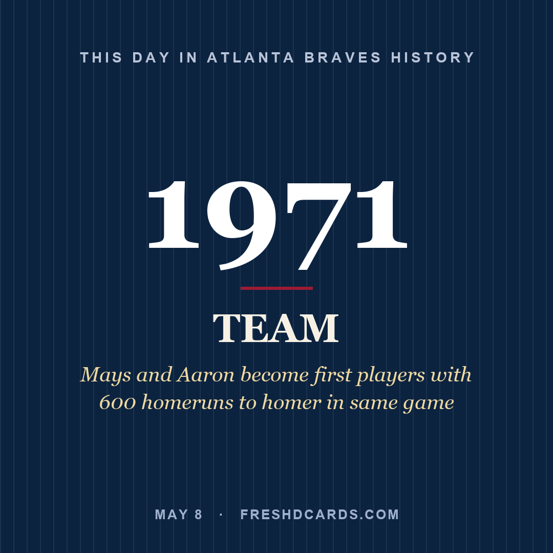 Atlanta Braves: Atlanta Braves, 1971, Mays and Aaron become first players with 600 homeruns to homer in same game