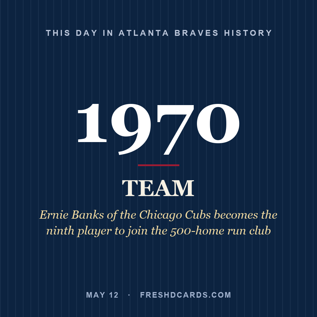 Atlanta Braves: Atlanta Braves, 1970, Ernie Banks of the Chicago Cubs becomes the ninth player to join the 500-home run club