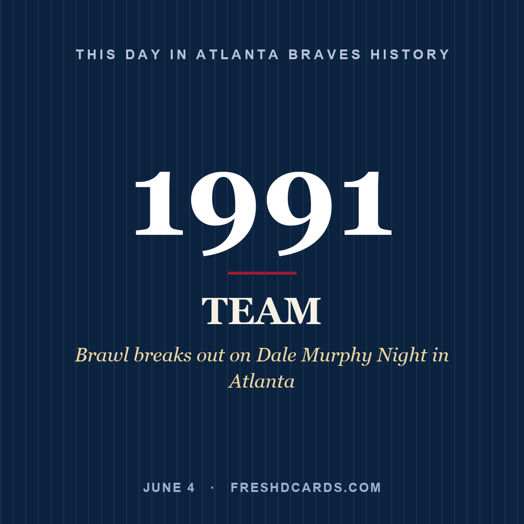 Atlanta Braves: Atlanta Braves, 1991, Brawl breaks out on Dale Murphy Night in Atlanta