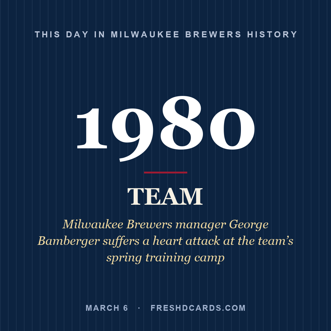 Milwaukee Brewers: Milwaukee Brewers, 1980, Milwaukee Brewers manager George Bamberger suffers a heart attack at the team’s spring training camp