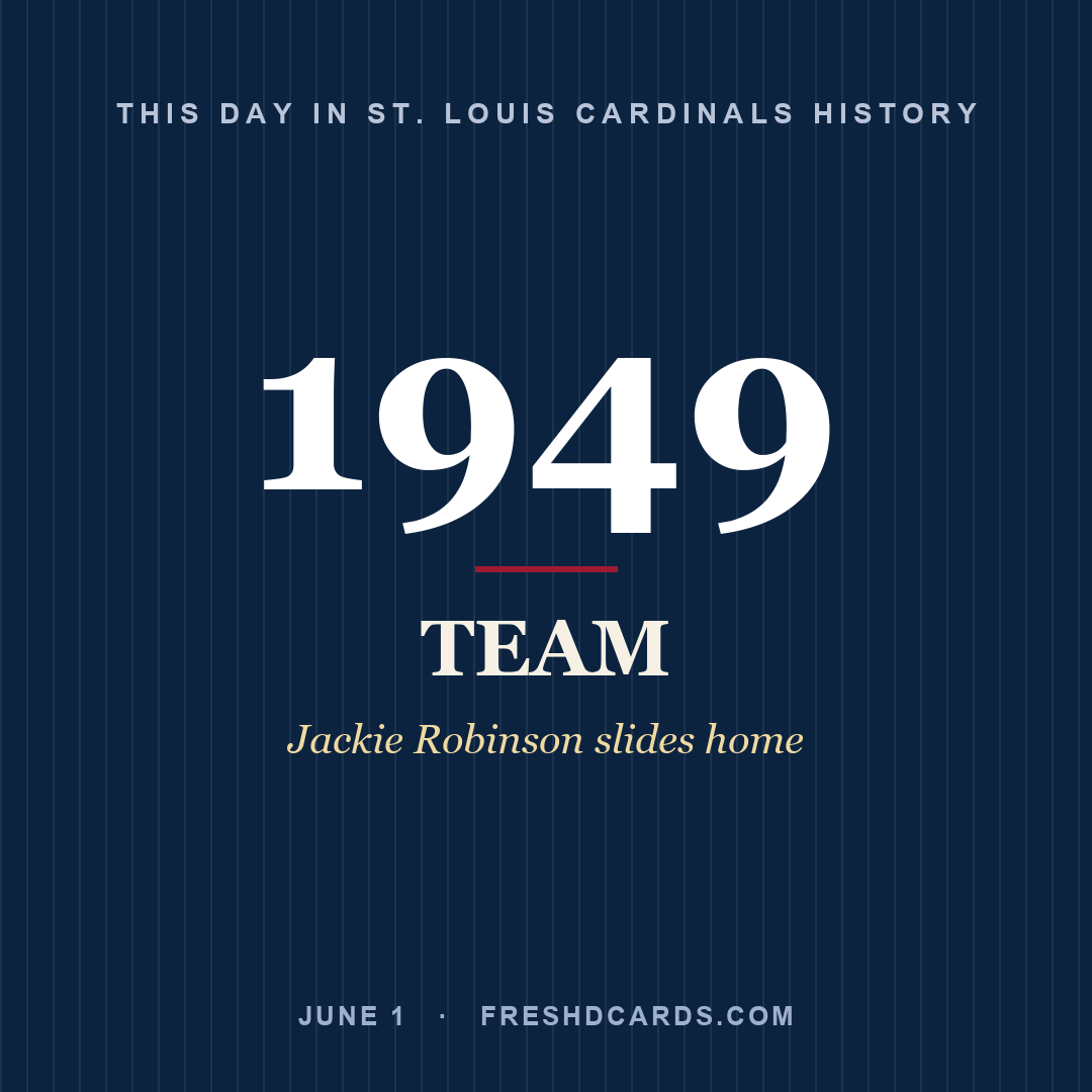 St. Louis Cardinals: St. Louis Cardinals, 1949, Jackie Robinson slides home