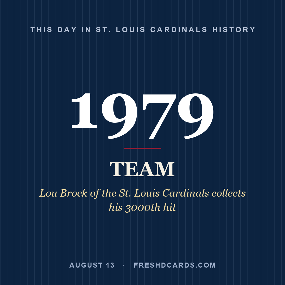 St. Louis Cardinals: St. Louis Cardinals, 1979, Lou Brock of the St. Louis Cardinals collects his 3000th hit