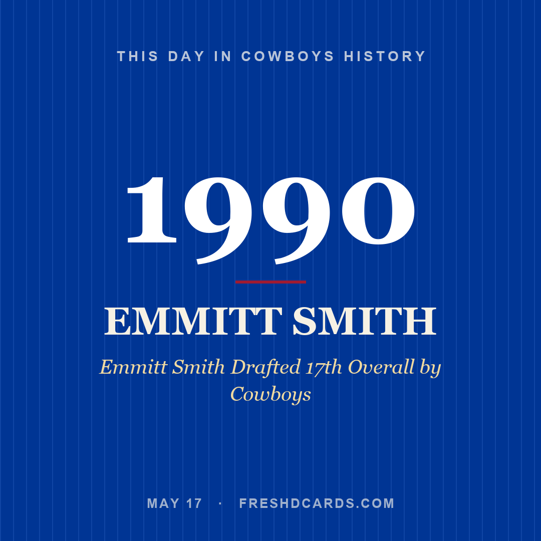 Cowboys: Emmitt Smith, 1990, Emmitt Smith Drafted 17th Overall by Cowboys