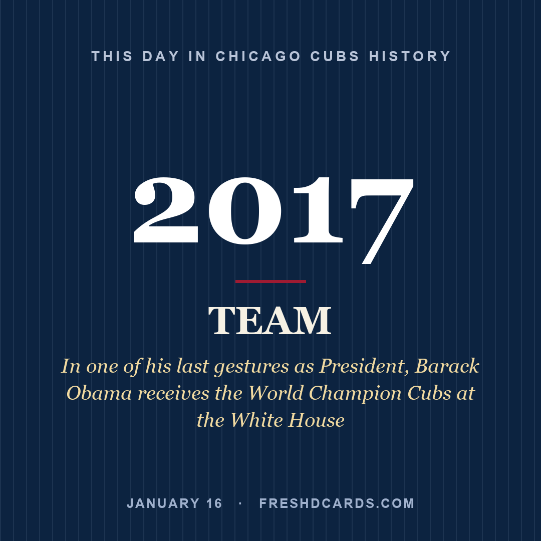 Chicago Cubs: Chicago Cubs, 2017, In one of his last gestures as President, Barack Obama receives the World Champion Cubs at the White House