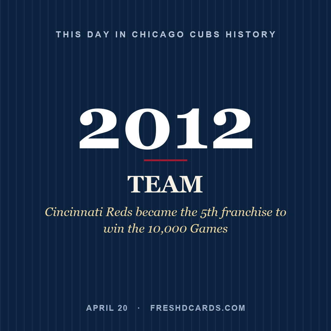 Chicago Cubs: Chicago Cubs, 2012, Cincinnati Reds became the 5th franchise to win the 10,000 Games