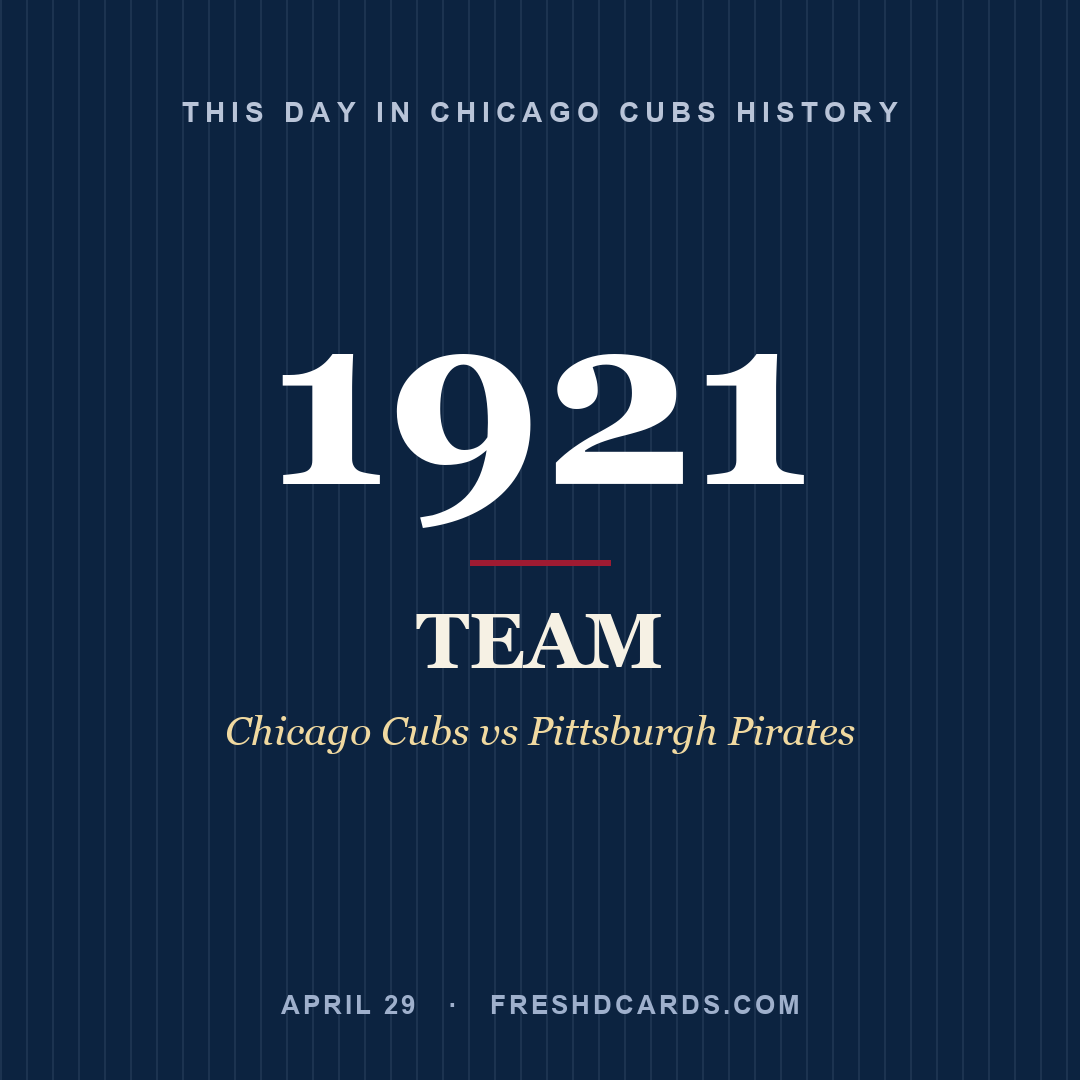 Chicago Cubs: Chicago Cubs, 1921, Chicago Cubs vs Pittsburgh Pirates