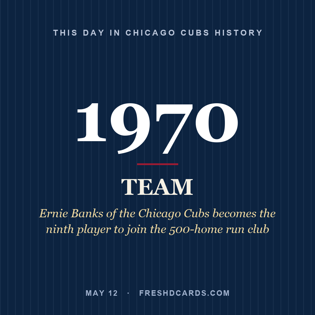 Chicago Cubs: Chicago Cubs, 1970, Ernie Banks of the Chicago Cubs becomes the ninth player to join the 500-home run club