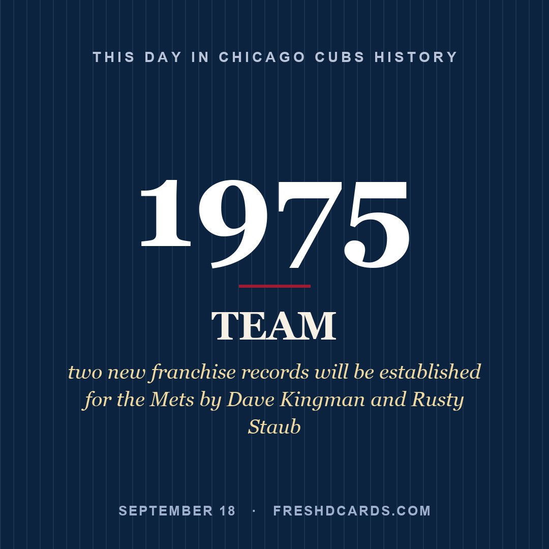 Chicago Cubs: Chicago Cubs, 1975, two new franchise records will be established for the Mets by Dave Kingman and Rusty Staub