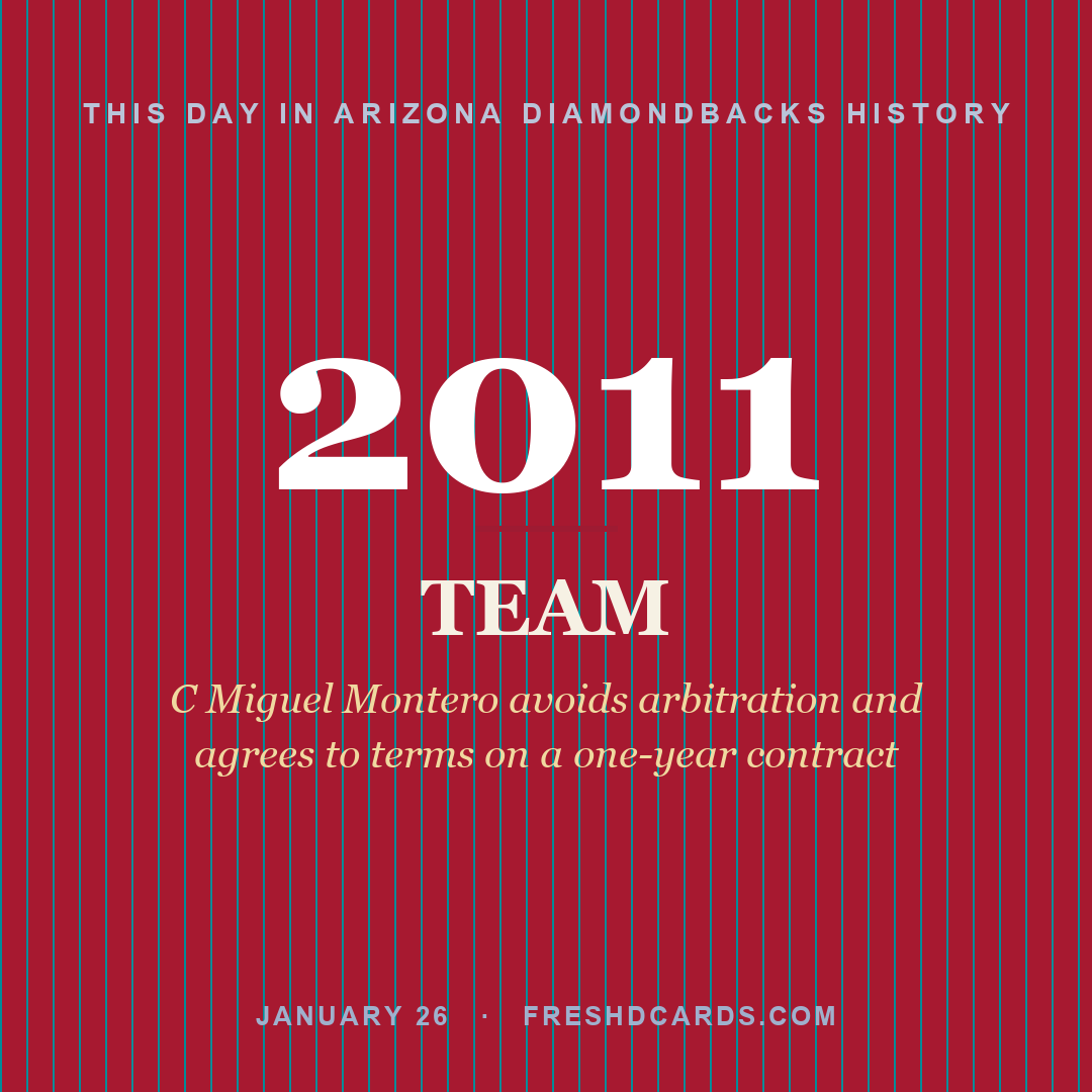 Arizona Diamondbacks: Arizona Diamondbacks, 2011, C Miguel Montero avoids arbitration and agrees to terms on a one-year contract