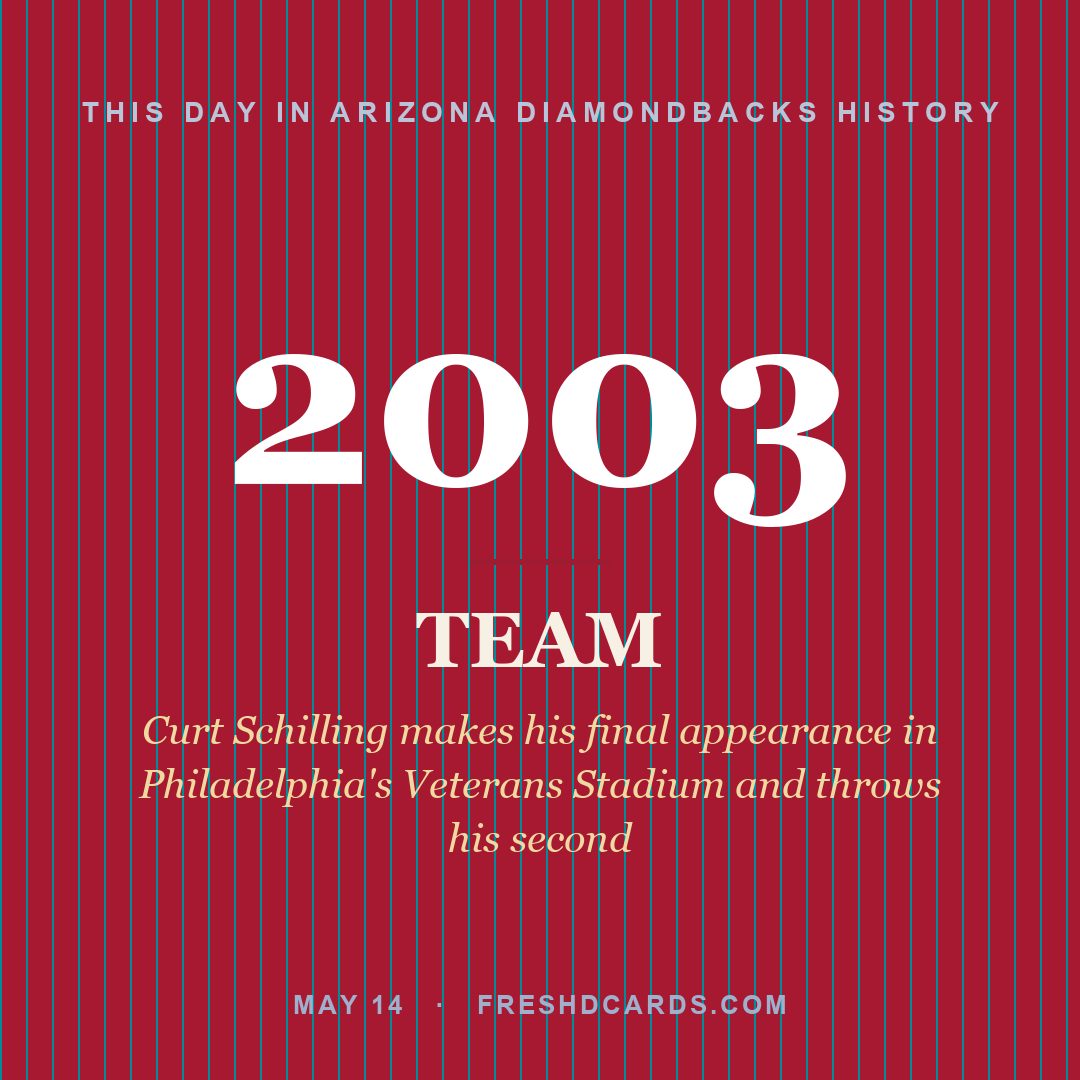 Arizona Diamondbacks: Arizona Diamondbacks, 2003, Curt Schilling makes his final appearance in Philadelphia's Veterans Stadium and throws his second