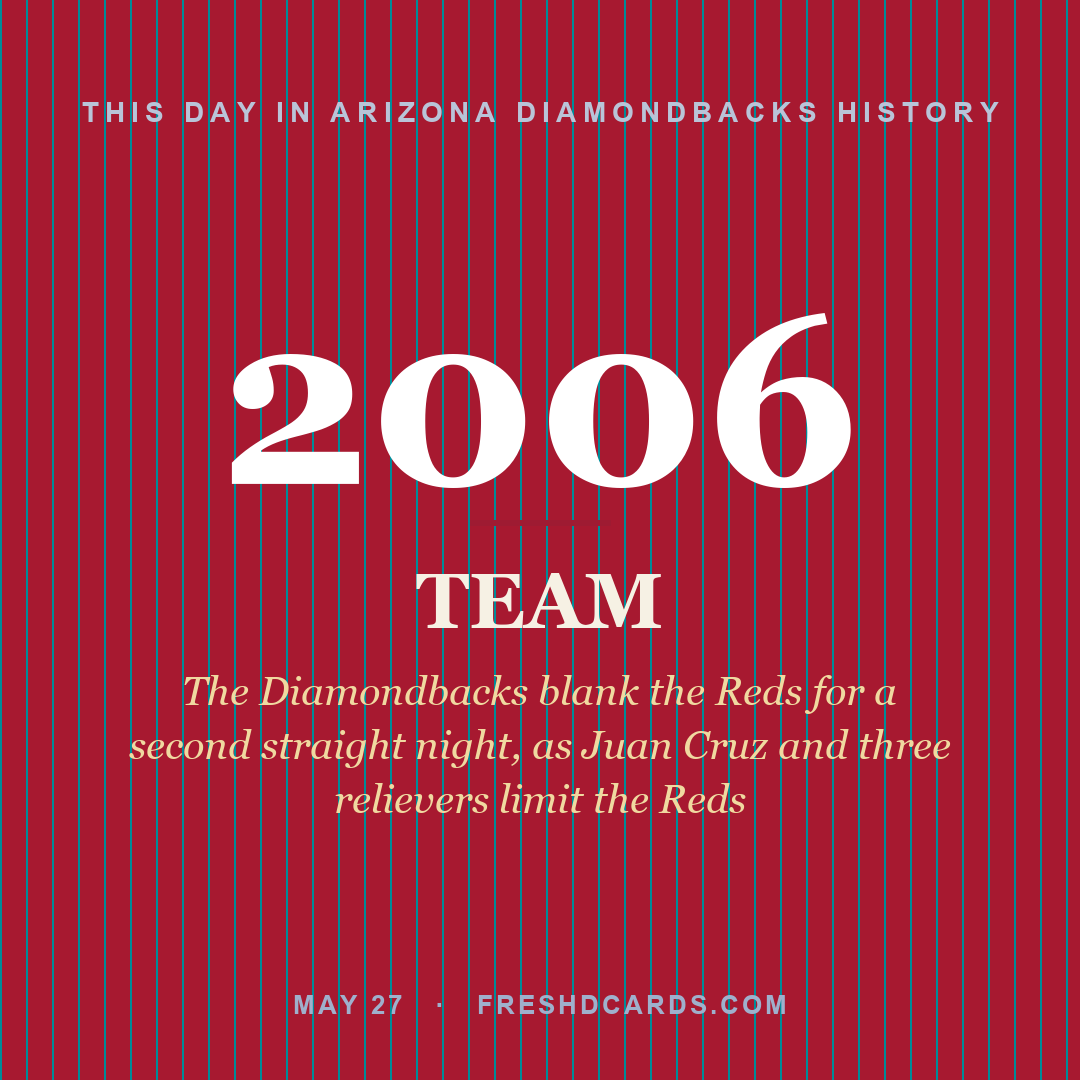 Arizona Diamondbacks: Arizona Diamondbacks, 2006, The Diamondbacks blank the Reds for a second straight night, as Juan Cruz and three relievers limit the Reds