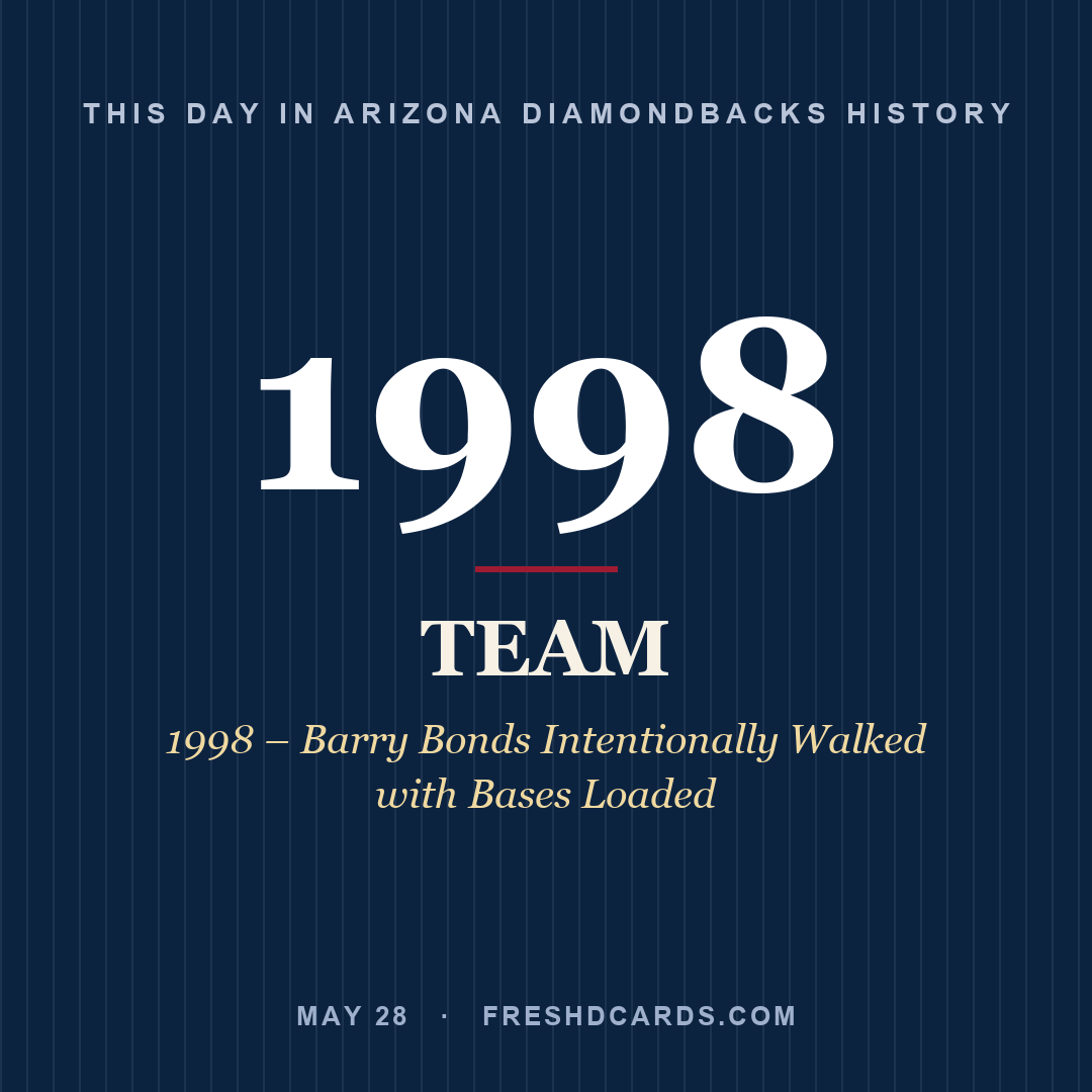 Arizona Diamondbacks: Arizona Diamondbacks, 1998, 1998 – Barry Bonds Intentionally Walked with Bases Loaded