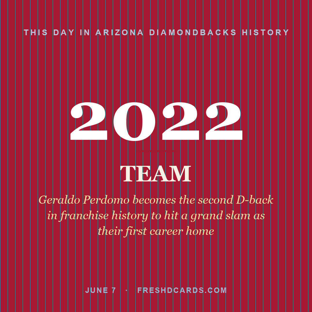Arizona Diamondbacks: Arizona Diamondbacks, 2022, Geraldo Perdomo becomes the second D-back in franchise history to hit a grand slam as their first career home