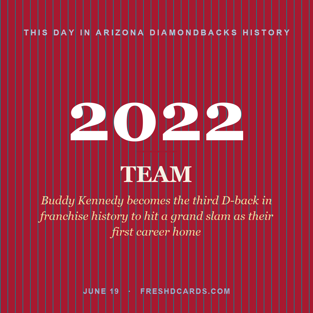 Arizona Diamondbacks: Arizona Diamondbacks, 2022, Buddy Kennedy becomes the third D-back in franchise history to hit a grand slam as their first career home