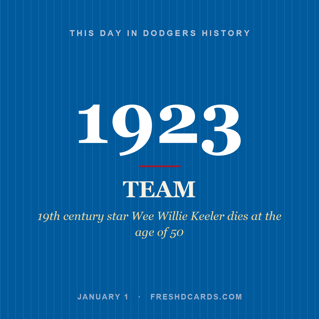 Dodgers: Dodgers, 1923, 19th century star Wee Willie Keeler dies at the age of 50