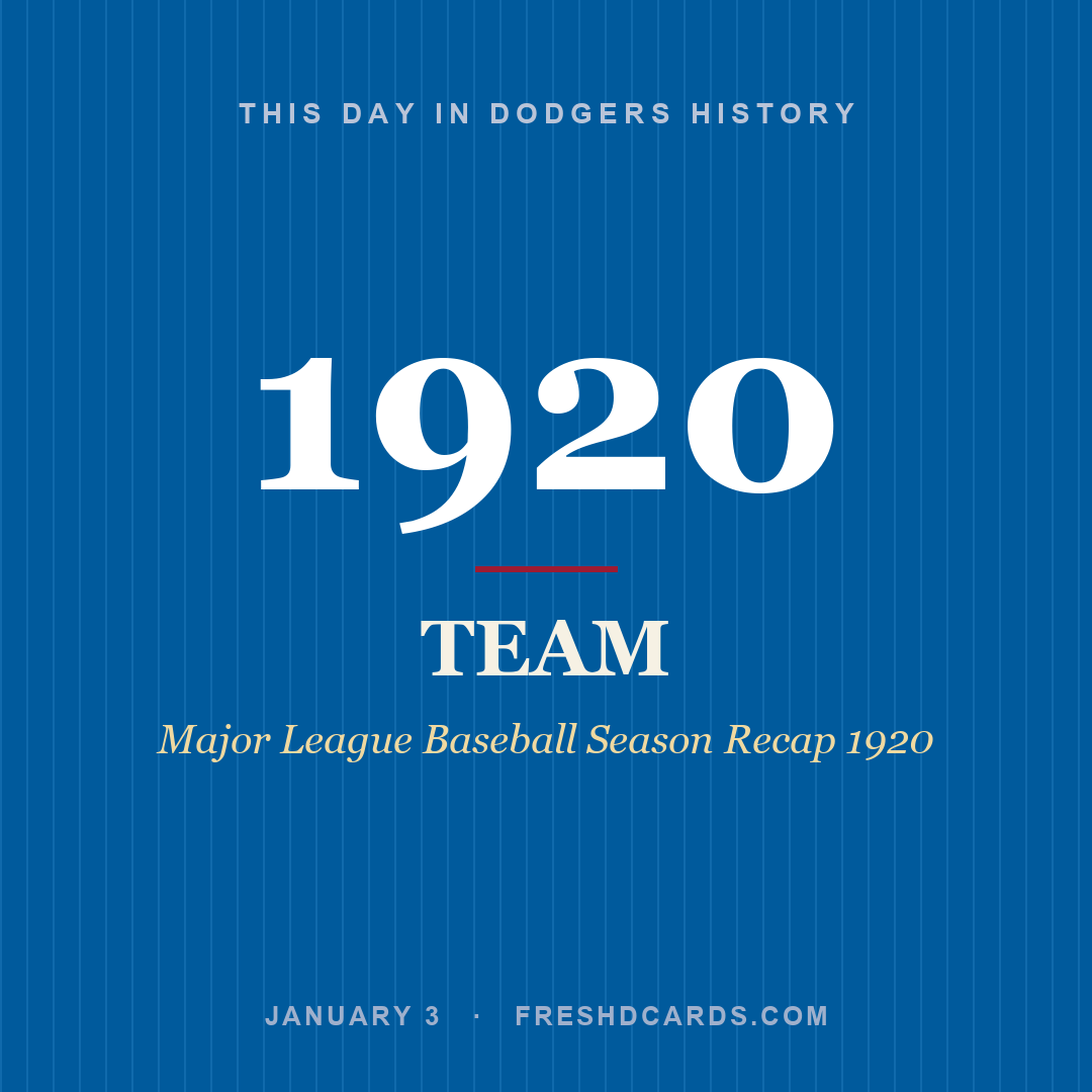 Dodgers: Dodgers, 1920, Major League Baseball Season Recap 1920