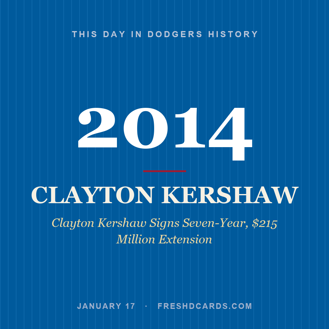 Dodgers: Clayton Kershaw, 2014, Clayton Kershaw Signs Seven-Year, $215 Million Extension