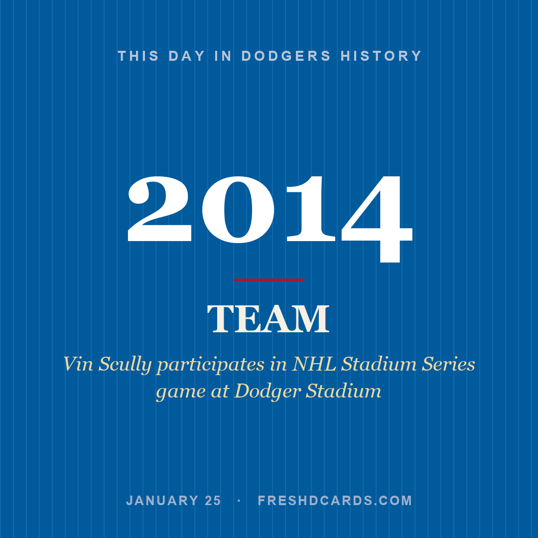 Dodgers: Dodgers, 2014, Vin Scully participates in NHL Stadium Series game at Dodger Stadium