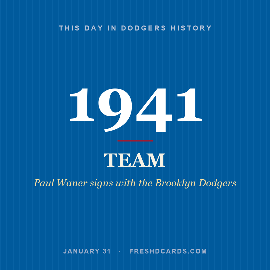 Dodgers: Dodgers, 1941, Paul Waner signs with the Brooklyn Dodgers