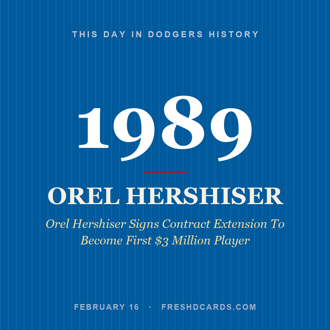 Dodgers: Orel Hershiser, 1989, Orel Hershiser Signs Contract Extension To Become First $3 Million Player