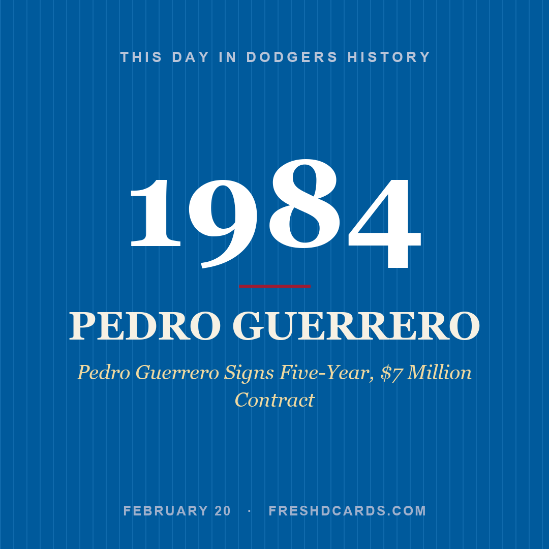 Dodgers: Pedro Guerrero, 1984, Pedro Guerrero Signs Five-Year, $7 Million Contract