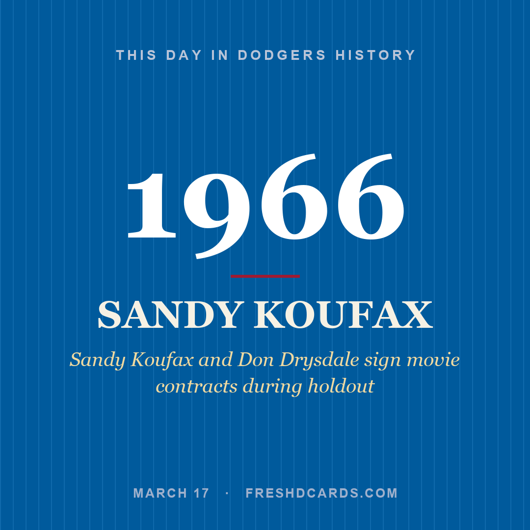 Dodgers: Sandy Koufax, 1966, Sandy Koufax and Don Drysdale sign movie contracts during holdout
