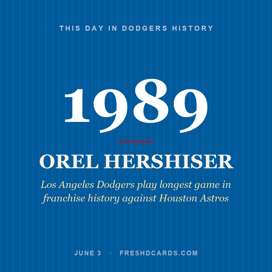 Dodgers: Orel Hershiser, 1989, Los Angeles Dodgers play longest game in franchise history against Houston Astros
