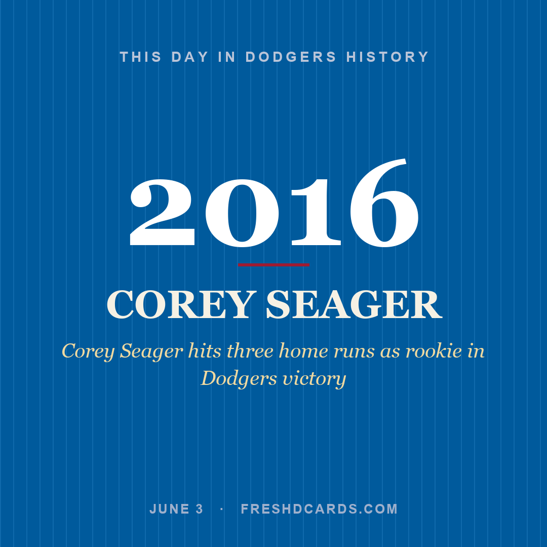 Dodgers: Corey Seager, 2016, Corey Seager hits three home runs as rookie in Dodgers victory