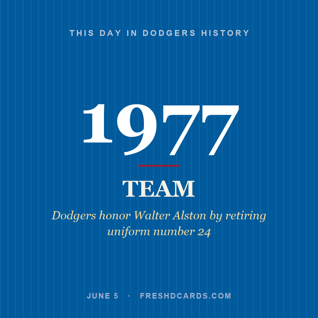 Dodgers: Dodgers, 1977, Dodgers honor Walter Alston by retiring uniform number 24