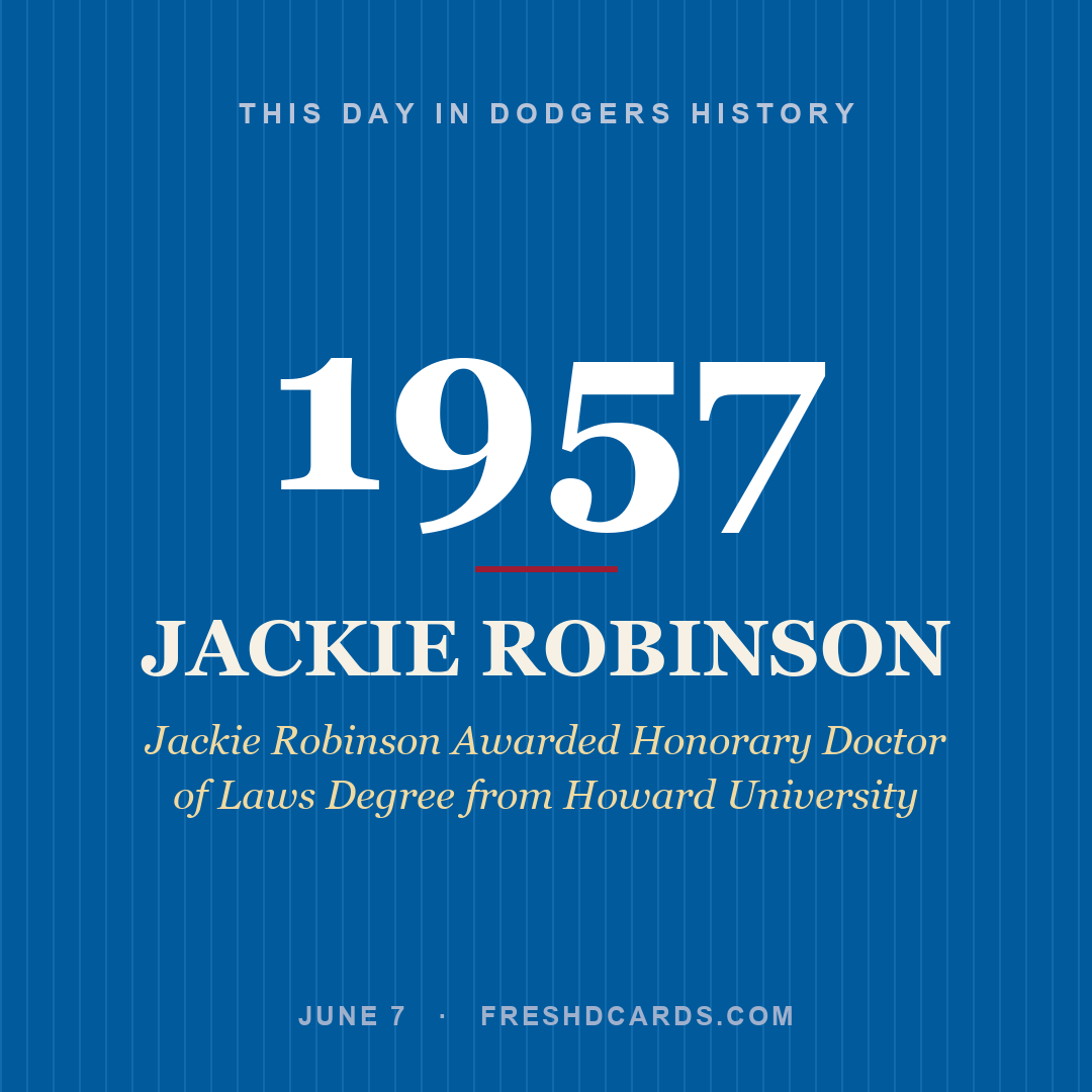 Dodgers: Jackie Robinson, 1957, Jackie Robinson Awarded Honorary Doctor of Laws Degree from Howard University