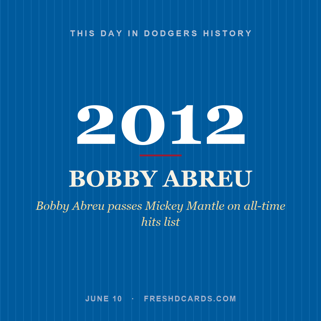 Dodgers: Bobby Abreu, 2012, Bobby Abreu passes Mickey Mantle on all-time hits list