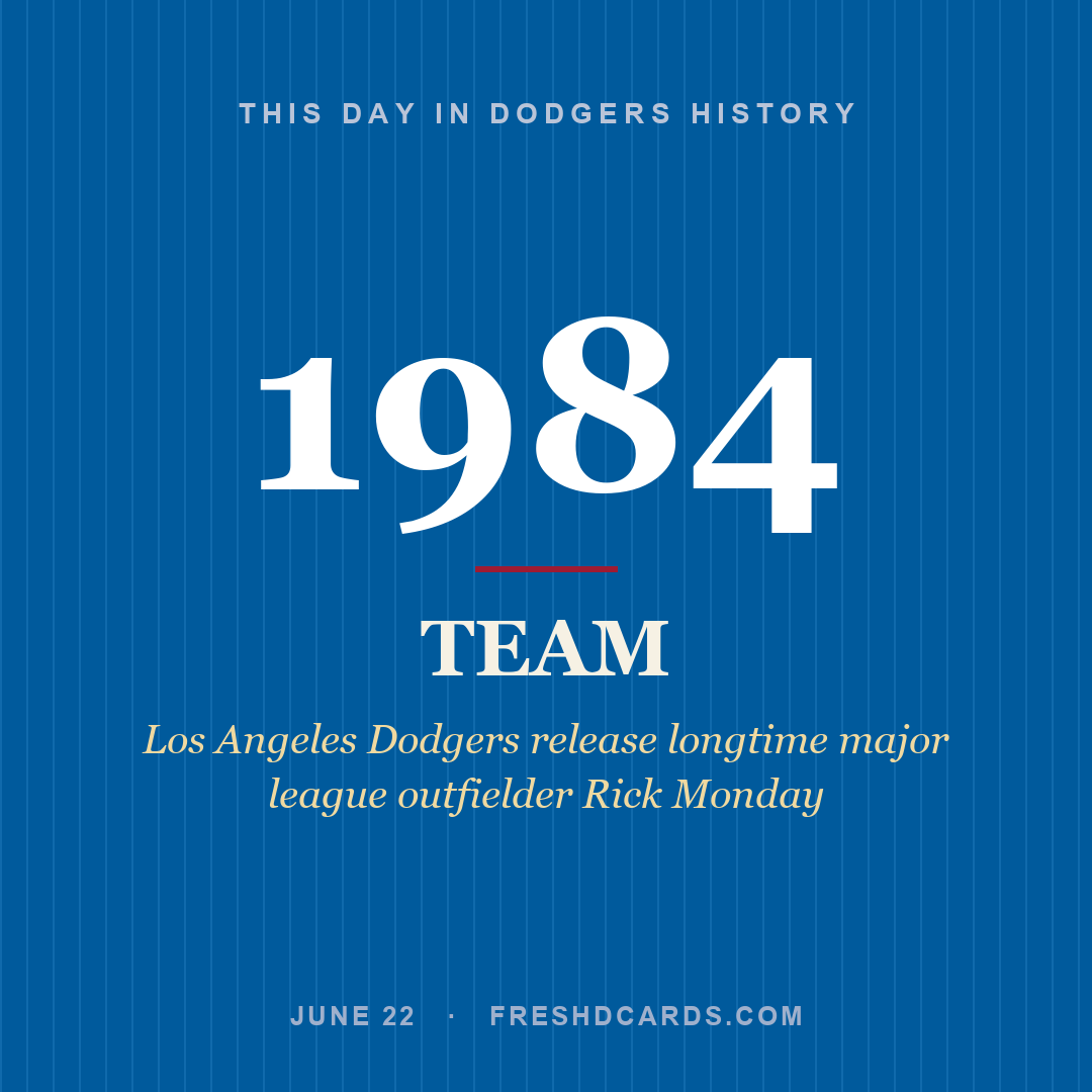 Dodgers: Dodgers, 1984, Los Angeles Dodgers release longtime major league outfielder Rick Monday