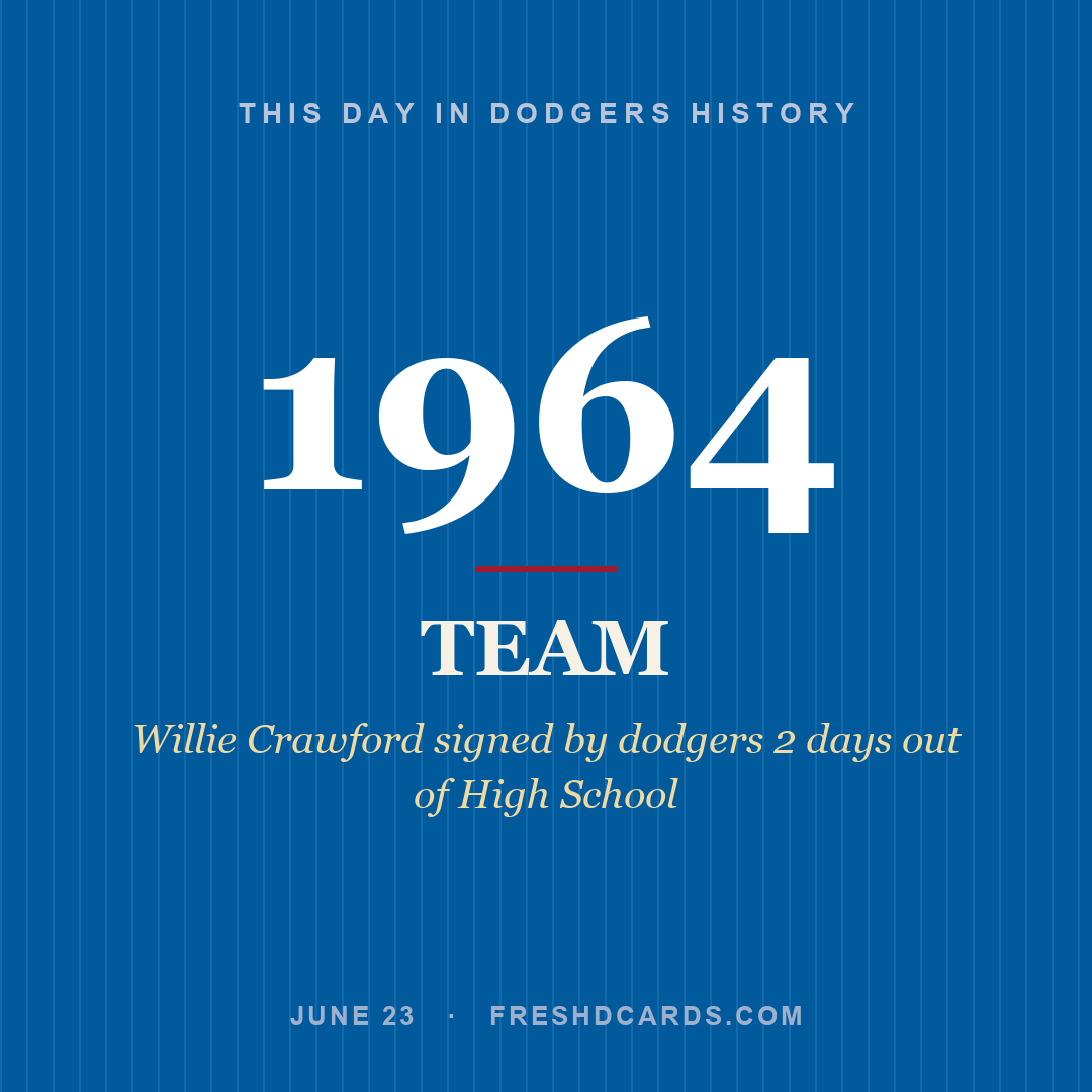 Dodgers: Dodgers, 1964, Willie Crawford signed by dodgers 2 days out of High School