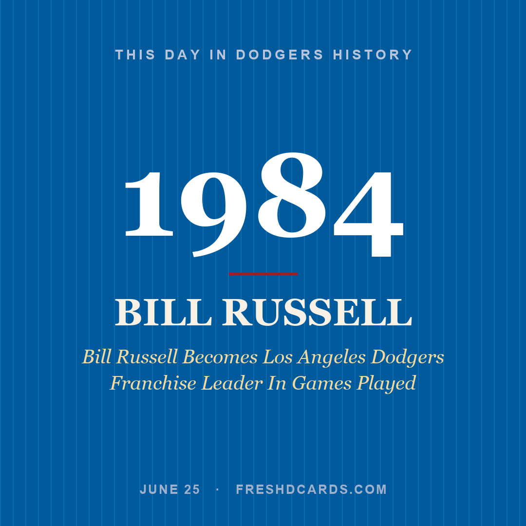 Dodgers: Bill Russell, 1984, Bill Russell Becomes Los Angeles Dodgers Franchise Leader In Games Played