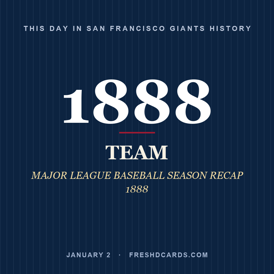 San Francisco Giants: San Francisco Giants, 1888, MAJOR LEAGUE BASEBALL SEASON RECAP 1888